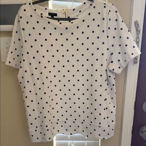 Talbots Black Polka Dot Short Sleeve Top